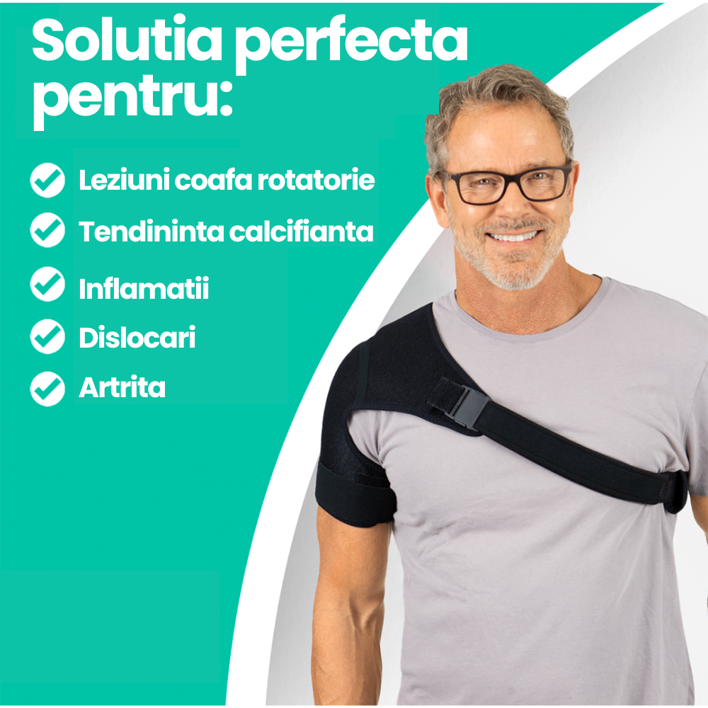 Orteza pentru sustinere umar si brat, Reglabil si respirabil, Ameliorarea durerii de umar, Neopren, Marime universala, Se potriveste cu bratul stanga si dreapta, Manual exercitii recuperare, Negru