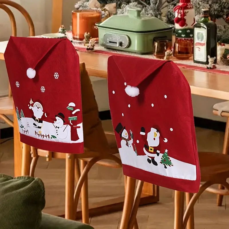 Set huse pentru spatarele scaunelor cu motive de Craciun