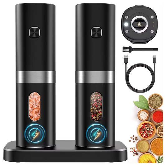Set 2 Rasnite electrice pentru sare piper si alte condimente, Incarcare USB , Macinare reglabila