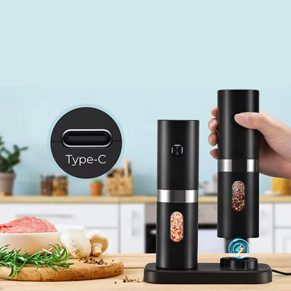 Set 2 Rasnite electrice pentru sare piper si alte condimente, Incarcare USB , Macinare reglabila