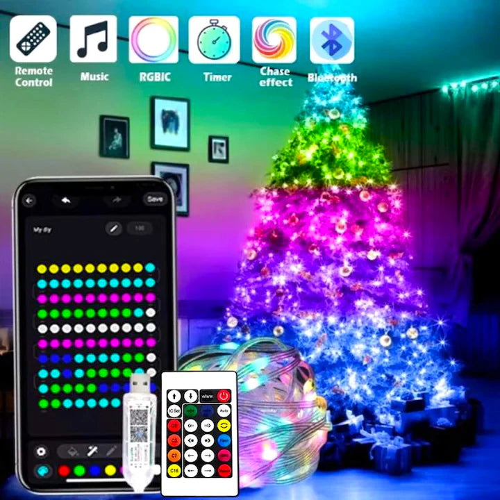 Instalatie de Craciun Smart RGB pentru Brad 10 Metri