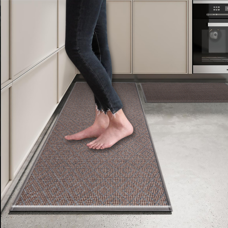 set 2 covoare pentru bucatarie gri-maro